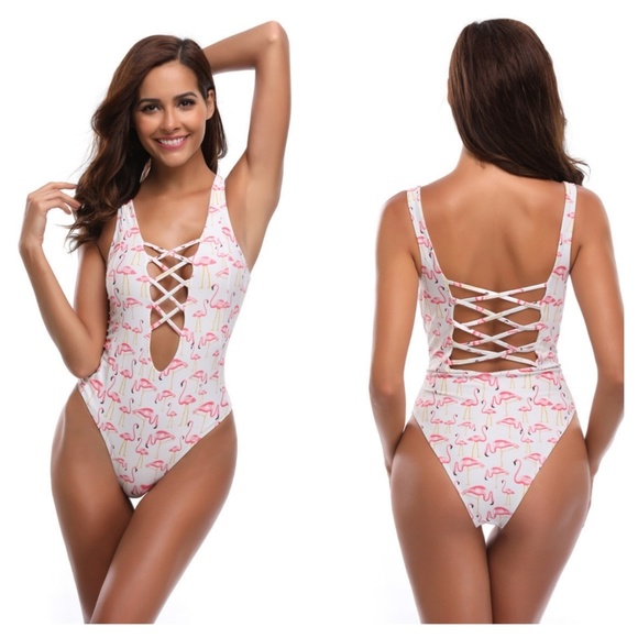 (LAST 1 size 10) 5π FLIRTY FLAMINGO Monokini - Picture 3 of 7
